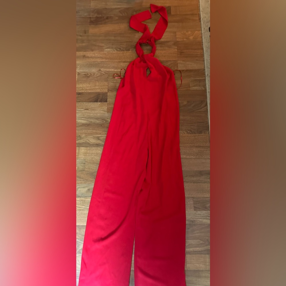 Zara Red Halter Jumpsuit